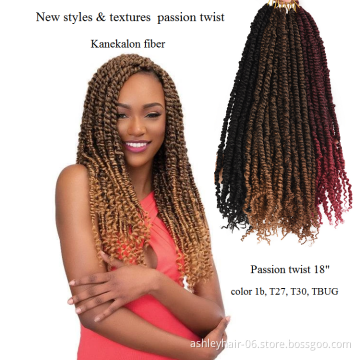 Wholesale Ombre Pre Looped Twisted Passion Spring Twist Hair Water Wave Synthetic Braids Extensions Braiding Crochet Braid Hair